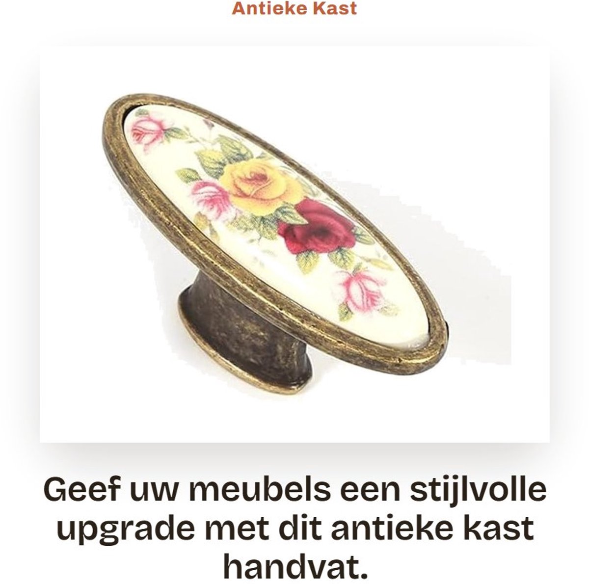 Dailygoods- Kast Handvat Vintage - Deurklink - Keramische Legering - Bloempatroon - Antiek