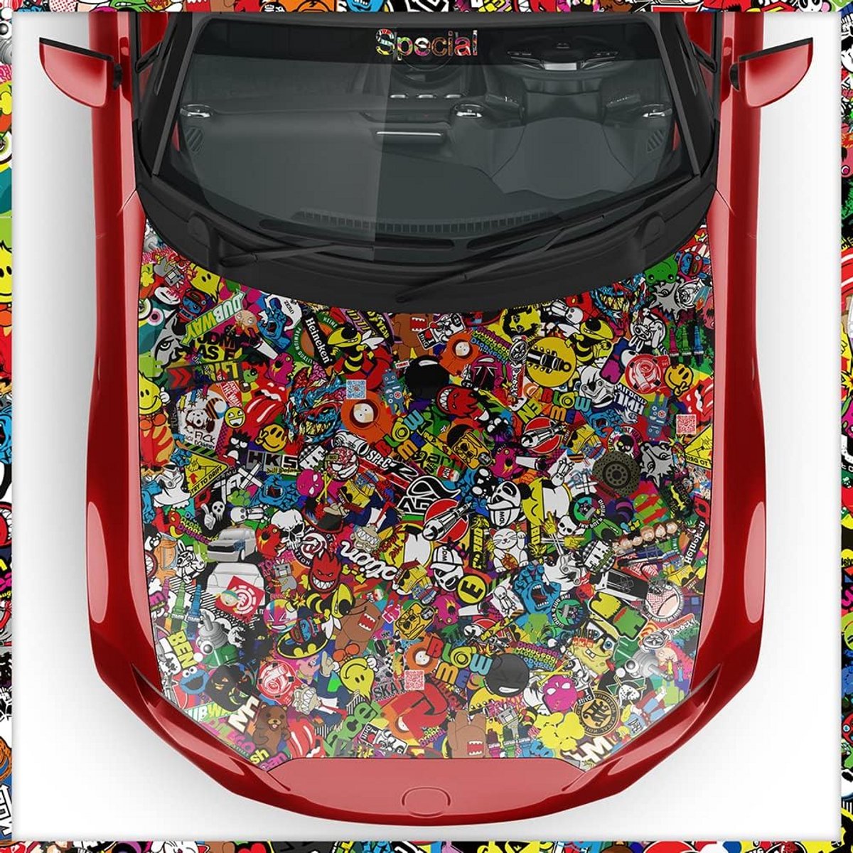 Stickerbomb Autofolie - Ontwerp Folie Vinyl Wrap - Voertuig Bekleden - Luchtkanaaltechniek