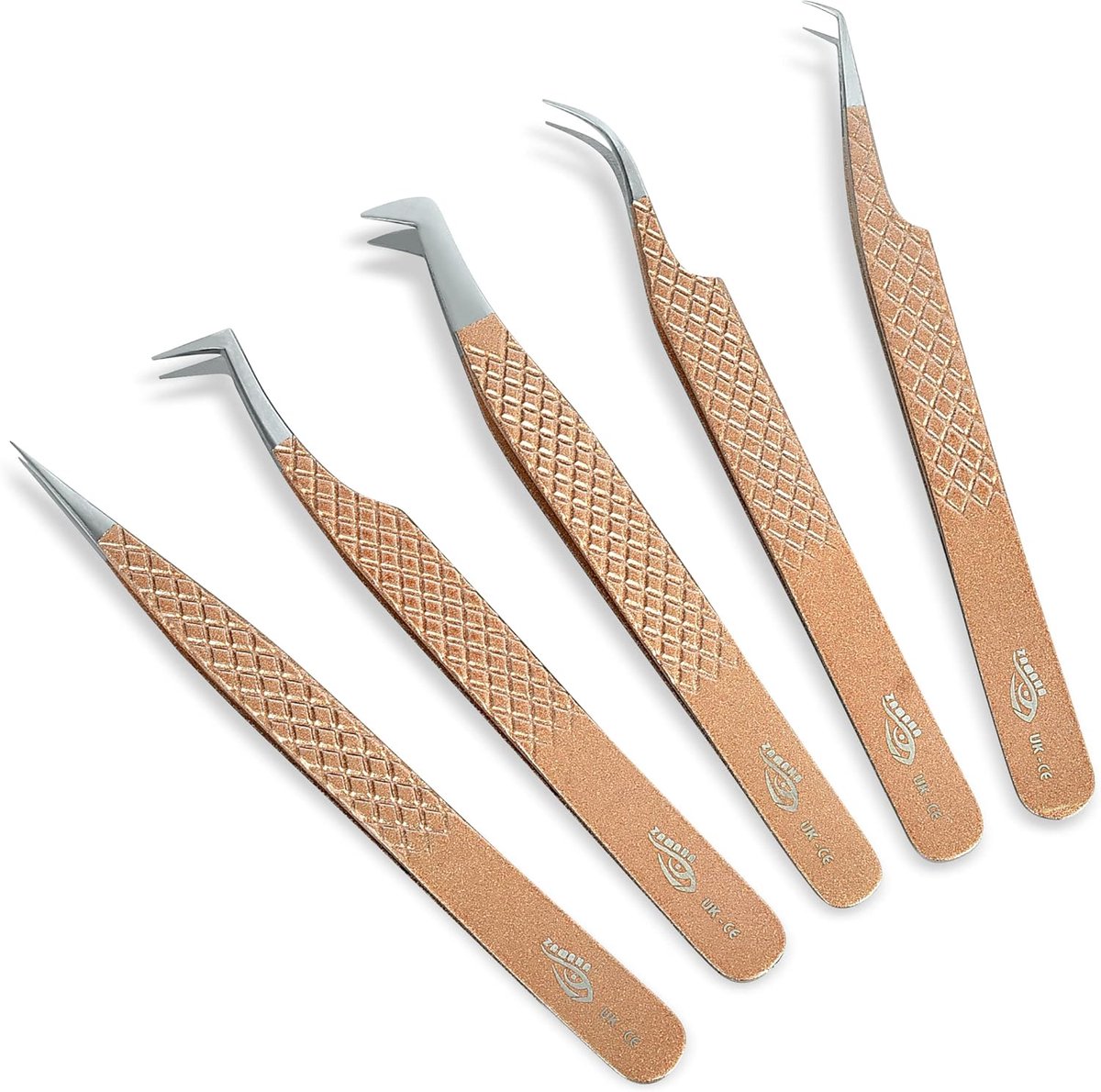 Wimper Tondeuse Set - Precisie Tools - Wimper Extensies - 45 Graden Hoek - 5 Stuks - Rosé Goud