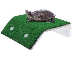 Dailygoods- Schildpadhelling Kunststof - Klimhelling - Terras voor Schildpad - Gesimuleerde Plantenvorm - 14,5 x 8 x 4,5 cm - Lichtgewicht 50 gram - Klimplatform