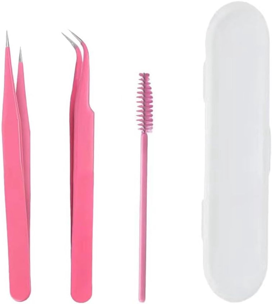 Pincettenset Roestvrijstaal - Precisie Tools - Precisie Werk - Rechte Gebogen Punten - 3 Delig - Zilver