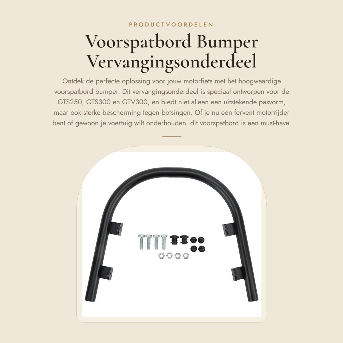 Dailygoods- Voorspatbord Sterke Bescherming - Vervanging GTS250/GTS300/GTV300 - Hoogwaardig Staal - Waterdicht - 4 Stuks - Bumperontwerp - Spatbord