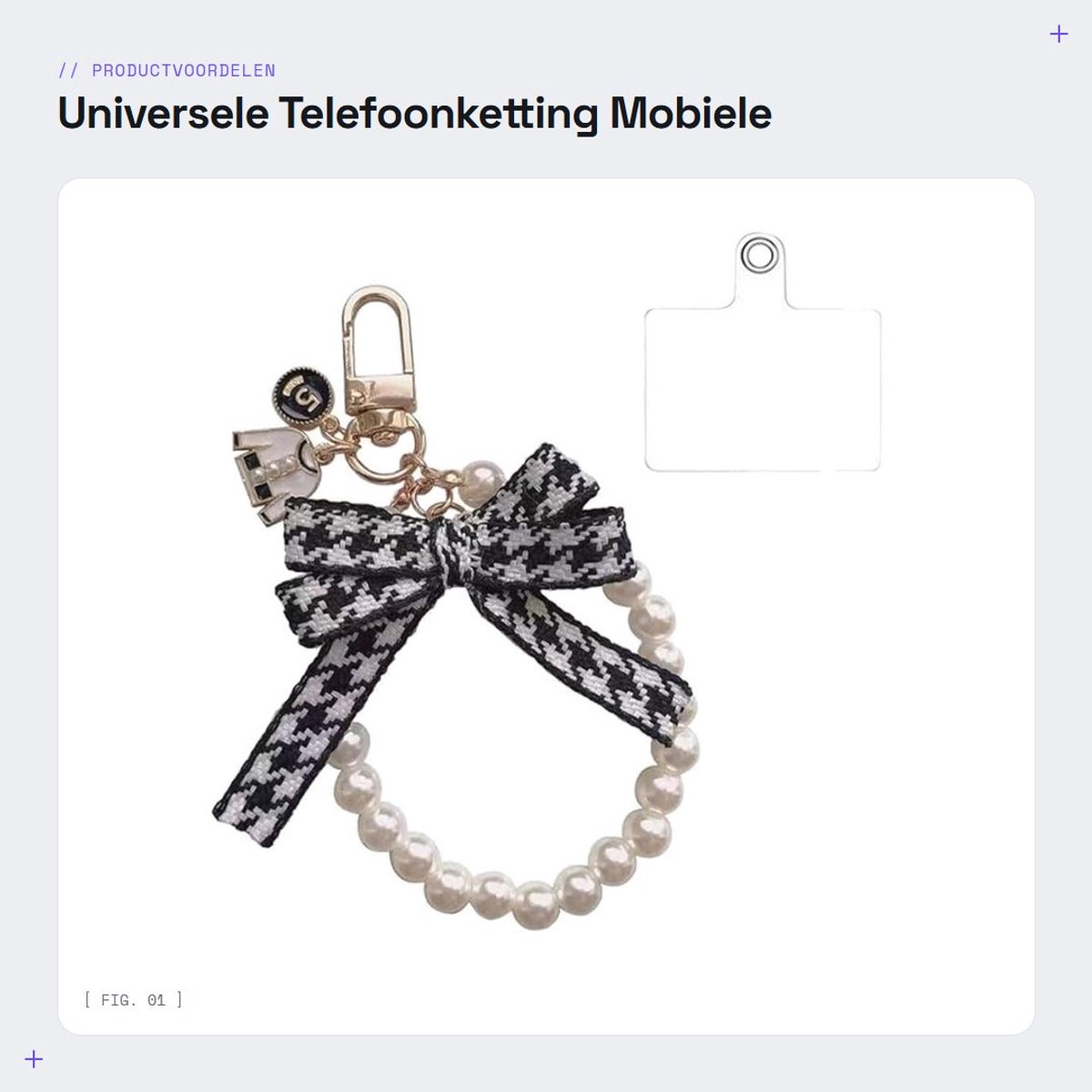 Dailygoods - Universele Telefoonketting - Mobiele Telefoonhanger - Sterk en Duurzaam - Parelband - Telefoonkoord - Geschikt voor Elke Smartphone - 1 S...