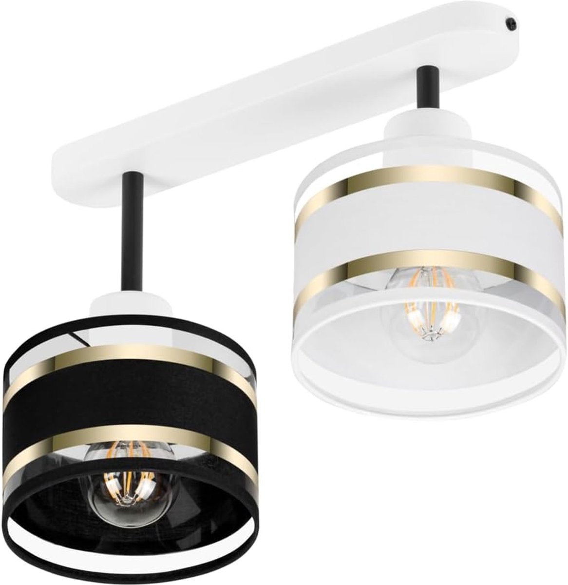 LED Plafondlamp - Kroonluchter - Woonkamer Verlichting - Twee Lampenkappen - 33 x 15 x 25