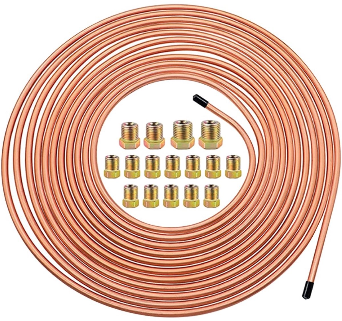 Dailygoods- Remslang 7,62m - Koperen Staal - Flexibel - Bevestigingsmoeren 16x - Roestbestendig - Goede Buigbaarheid - Remleiding