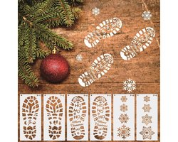 Kerst Sjablonen - Vloer Stencils - Kerst Decoratie - Herbruikbaar Teken Sjabloon - 30.48 x 13.97 cm - Wit