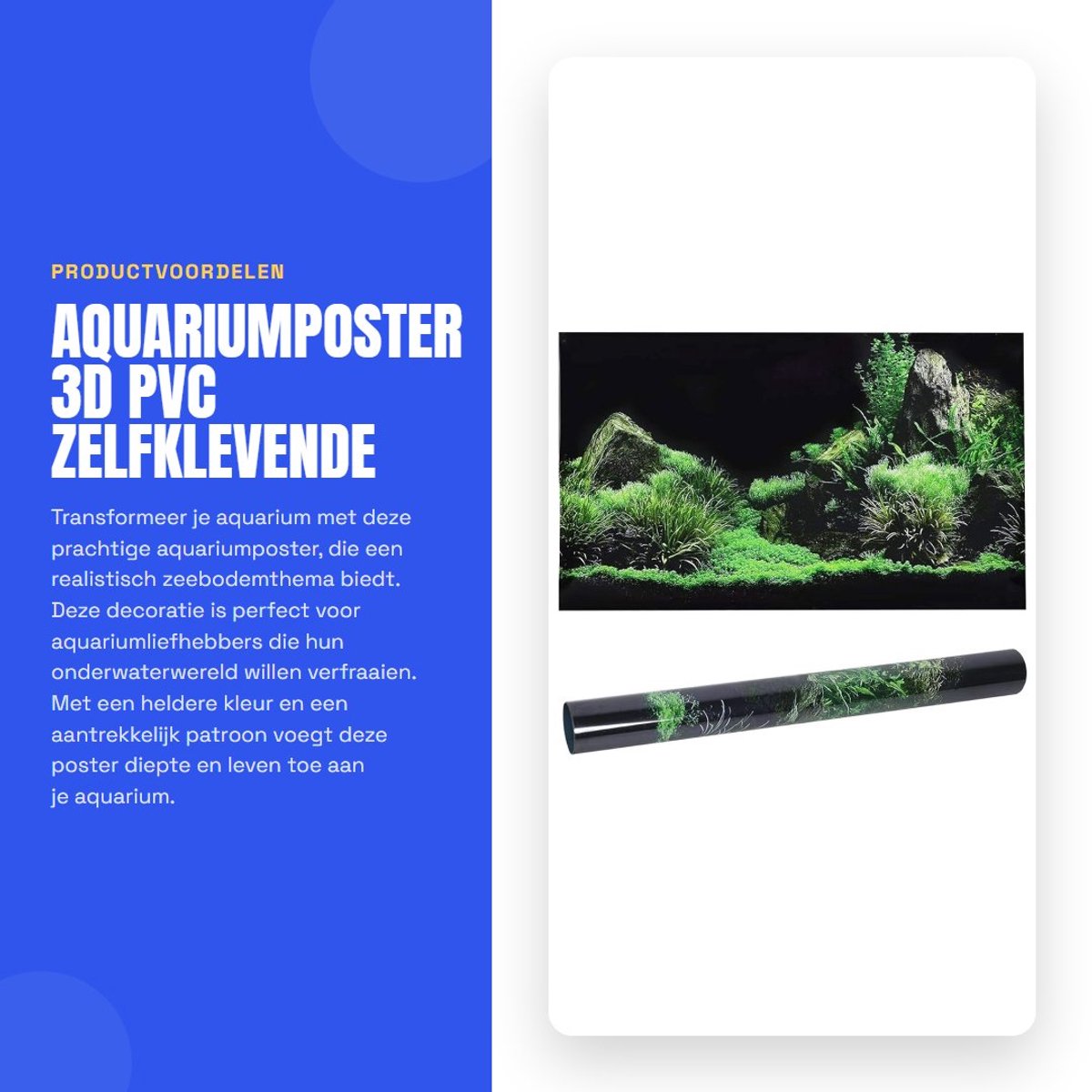 Dailygoods- Aquariumposter 3D - Aquarium Achtergronddecoratie - PVC Zelfklevend - Waterdicht - Duurzaam - 61 x 30 cm - Aquariumachtergrond
