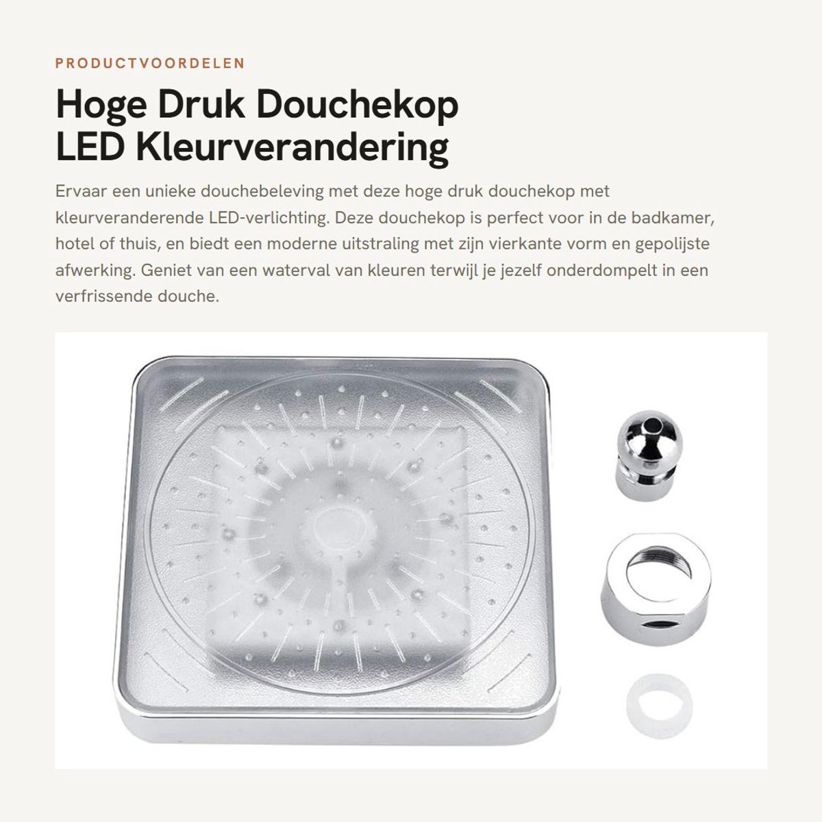 Dailygoods - Hoge Druk Douchekop - LED Kleurverandering - Romantische Beleving - Multikleur - Waterfall Instelling - Geschikt voor Badkamer en Hotel -...