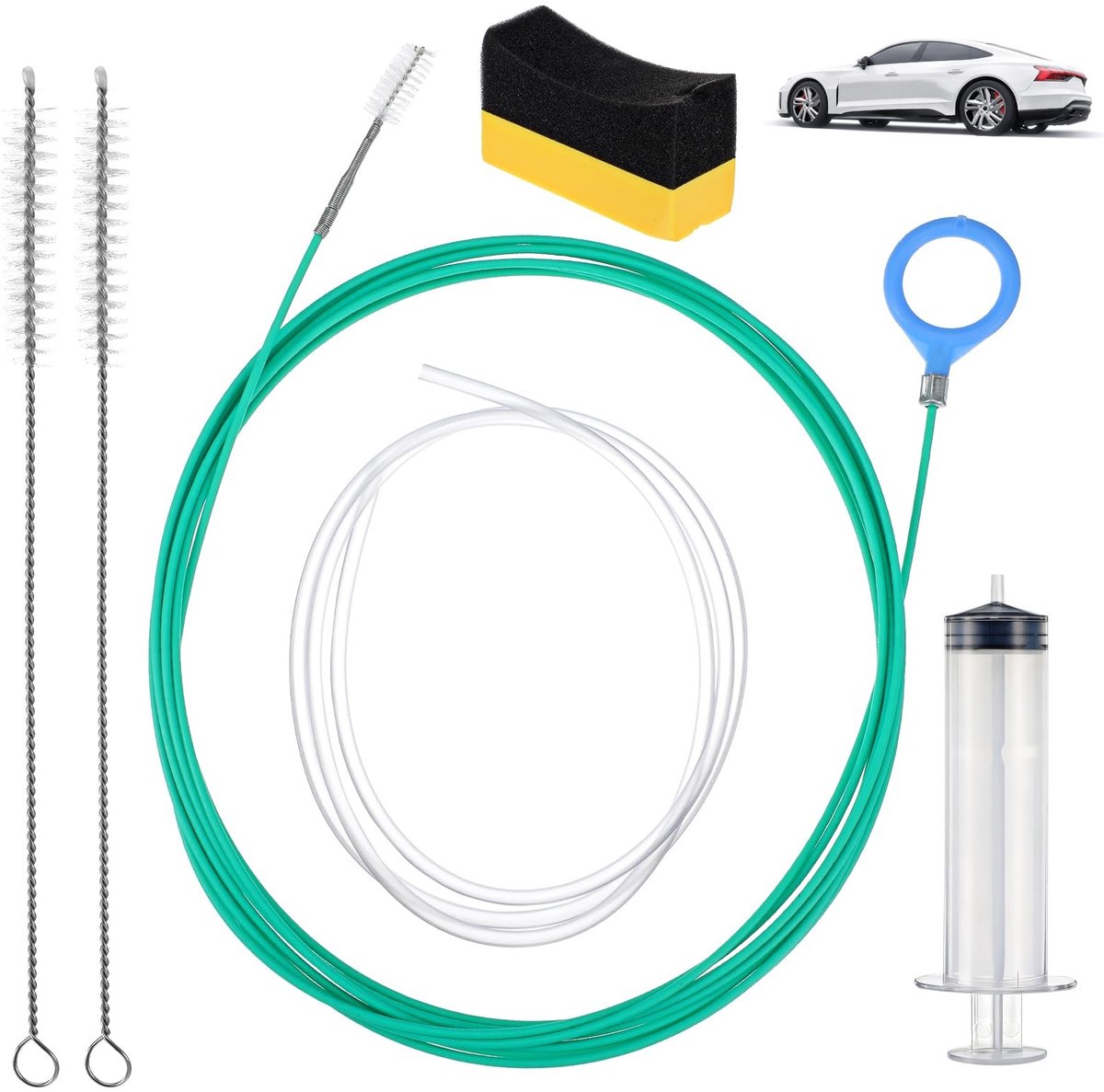 Dailygoods- Afvoerreiniger 6-delig - Flexibele Reinigingsborstel - Buisreiniger - Schoonmaakset Auto - Veelkleurig - Roestvrij Staal