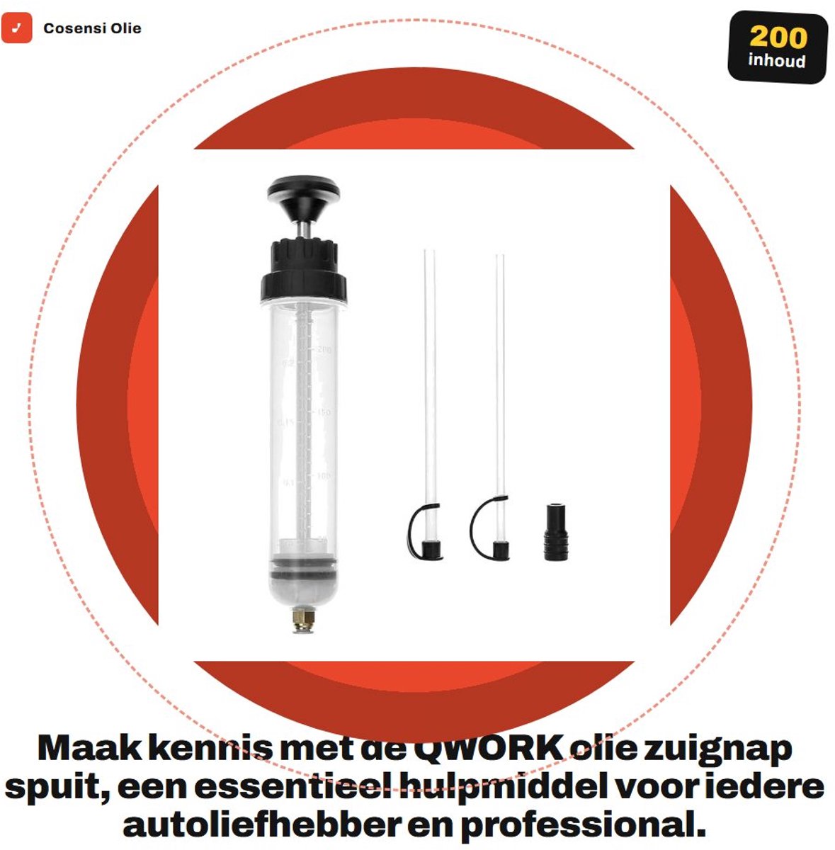 Dailygoods- Oliezuignap 200 ml - Vloeistof extractor - Transparante fles - Afneembare spuitslang - Handmatige extractie - Voor auto/vrachtwagen/camper - Vloeistofextractor