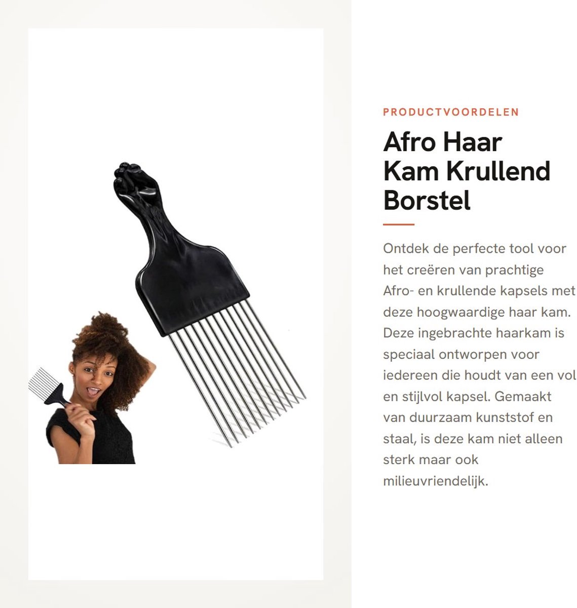 Dailygoods- Haar Kam Antistatisch - Afro Kam - Krullend Kapsel - Lichtgewicht - Hoogwaardig Kunststof/Staal - Brede Tanden - Krulkam