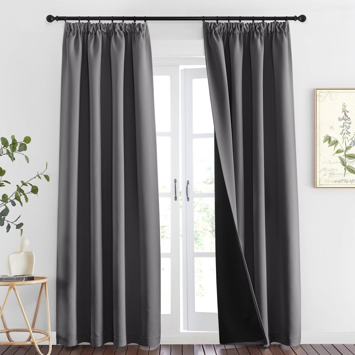 Dailygoods- Gordijnen 100% Verduisterend - Gordijnen Kant en Klaar 2 Stuks - Thermische Isolatie - Geschikt voor Woonkamer/Slaapkamer - 140x245cm - Grijs - Verduisteringsgordijnen