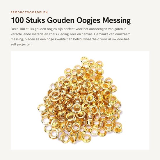 Foto: Dailygoods doorvoerringen 100 stuks messing oogjes 6 mm zelfdragend hoge duurzaamheid voor kralenkernen kleding leer grommets