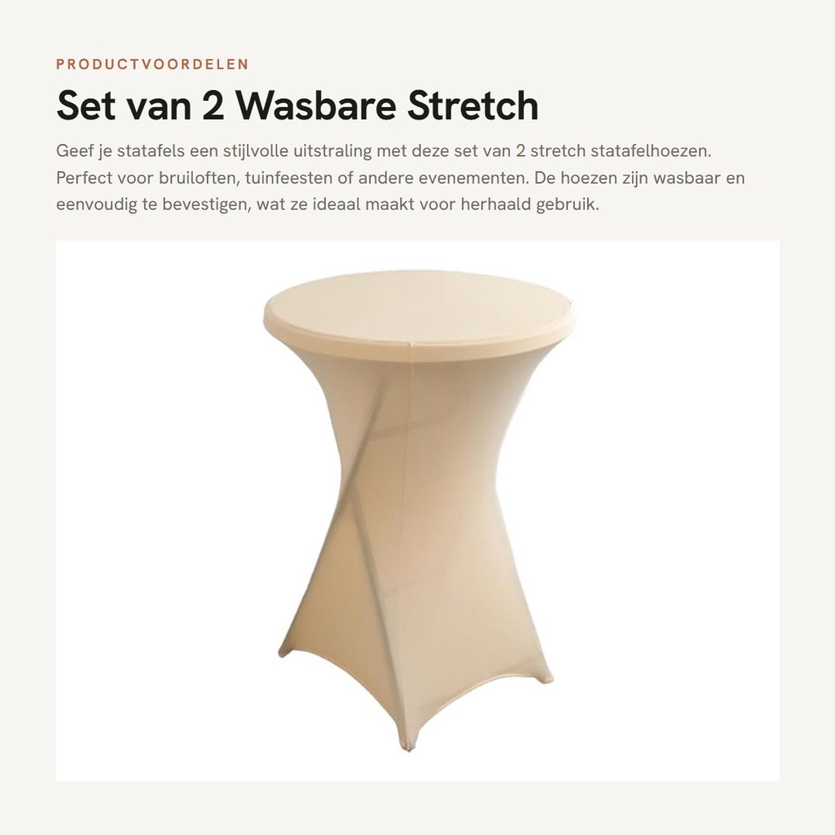 Dailygoods- Statafelhoes Wasbaar - Stretch Tafelkleed - Antislip Versterking - Bistrotafel - Bruiloft - Tuinfeest - 80 cm