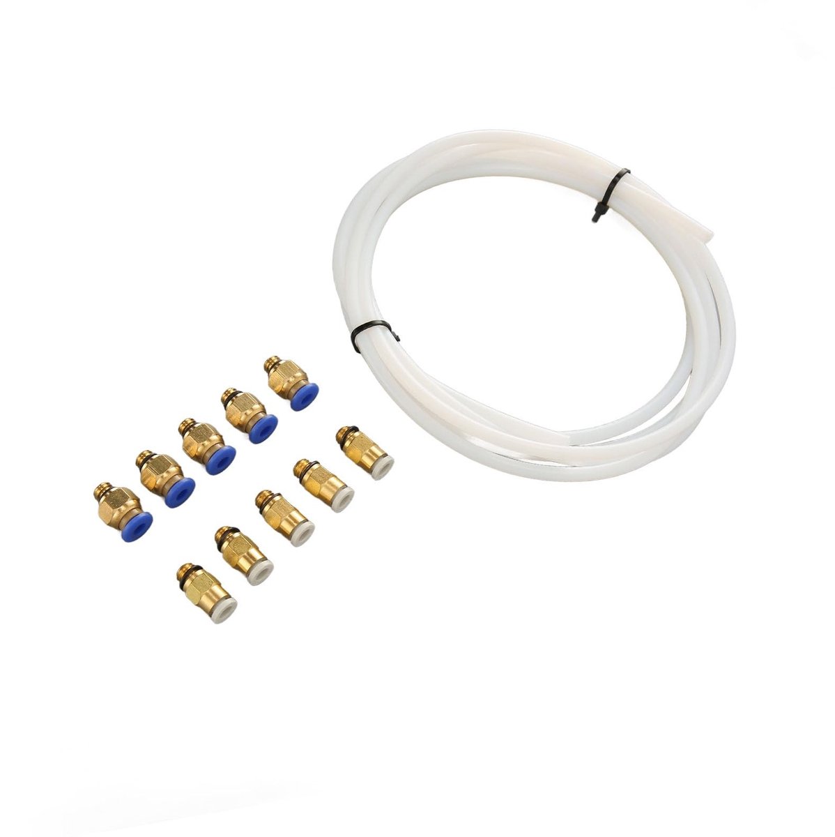 Dailygoods- PTFE-slangset 2 Meter - Hittebestendig tot 260 °C - Buitendiameter 4 Mm - Binnendiameter 2 Mm - Inclusief Fittingen - Duurzaam PTFE - 3D-printer Slang