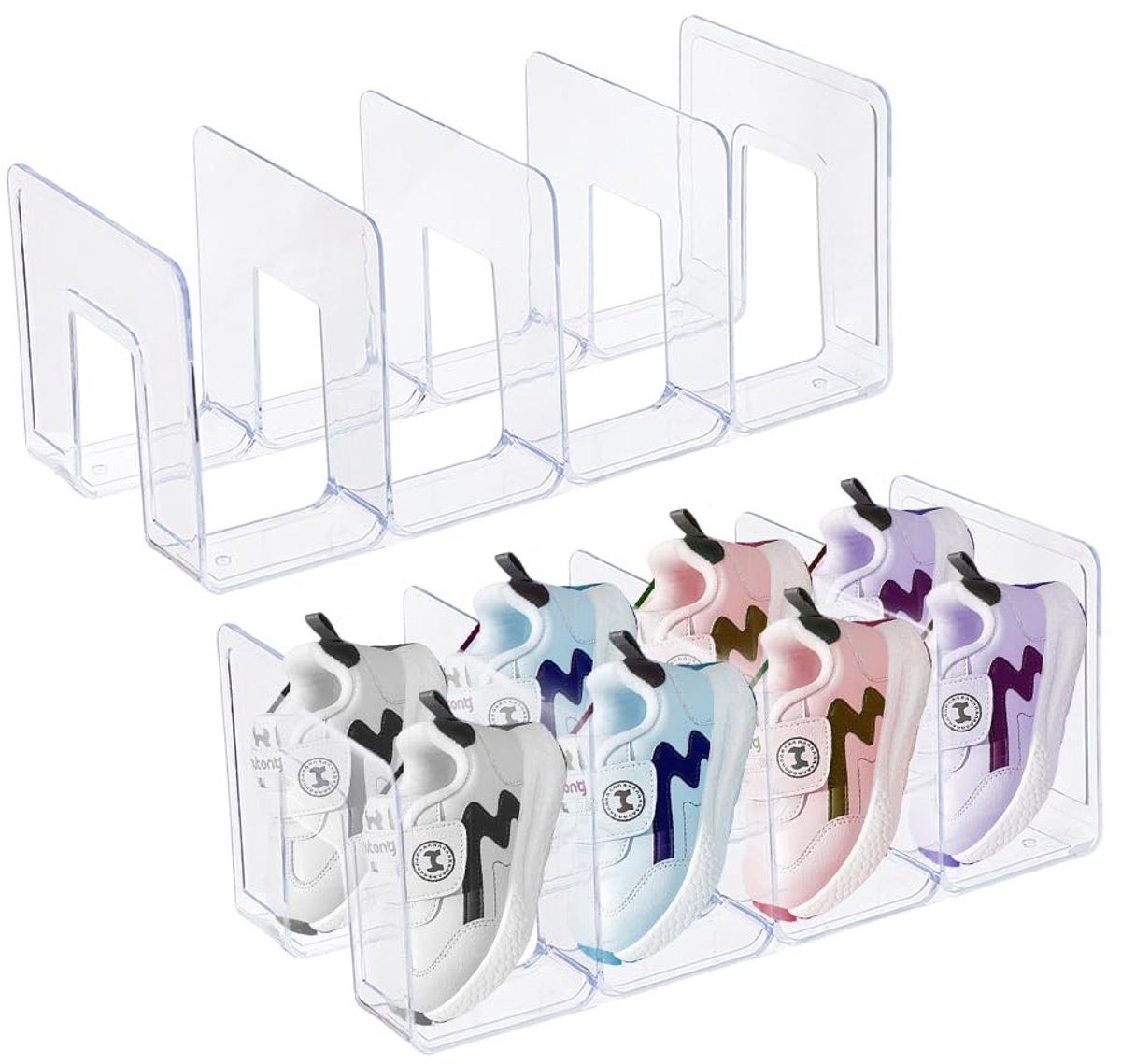 Dailygoods - 4 Stks Helder Kleine Schoenenrek Plastic Stapelbaar Voor Peuterschoenen
