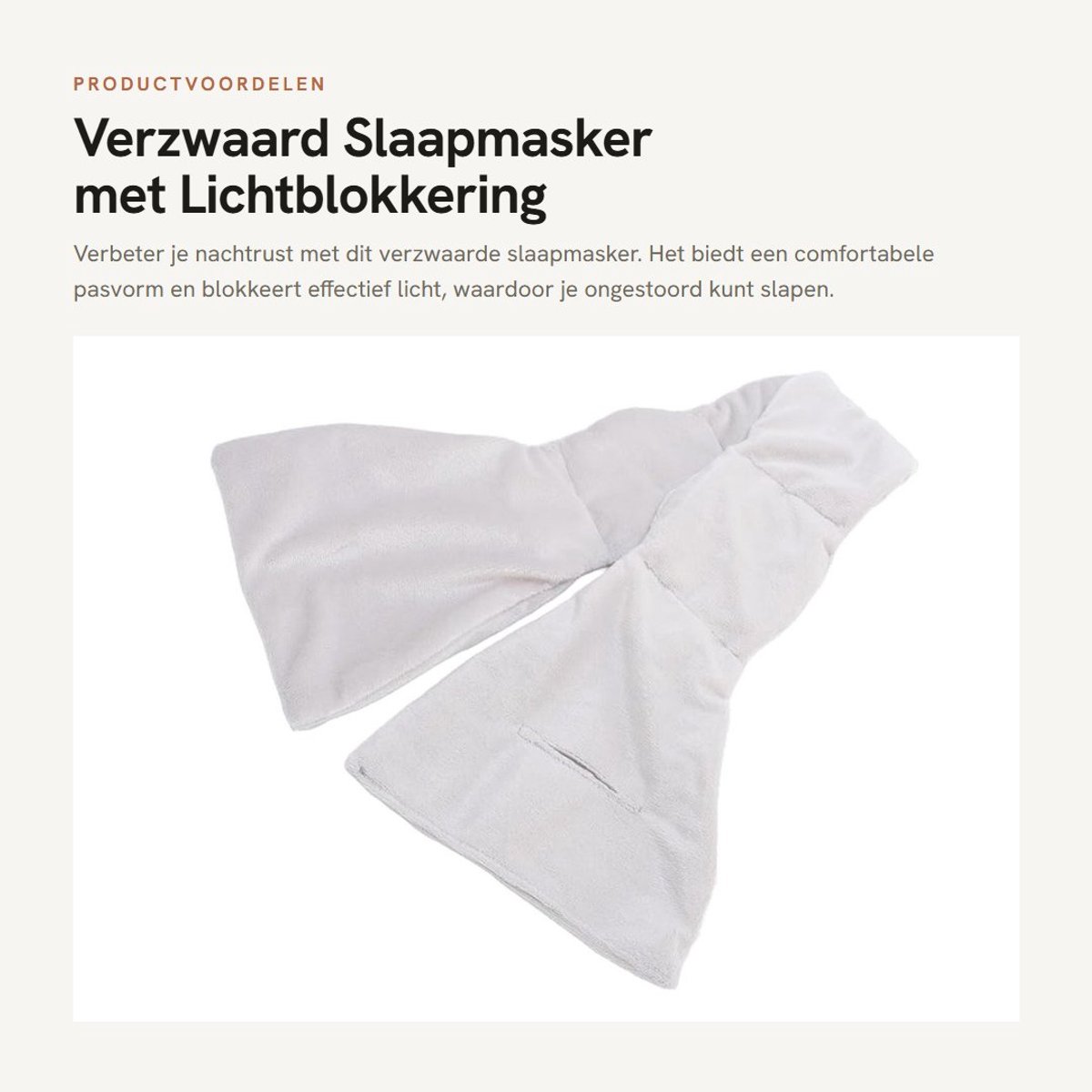 Dailygoods- Slaapmasker Verzwaard - Oogmasker Lichtblokkerend - Comfortabele Pasvorm - Koud Kompres Optie - Rustgevende Nachten - Gelijkmatig Verdeelde Druk