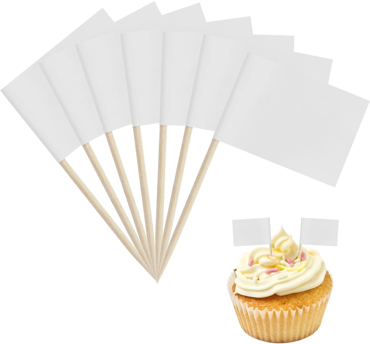 Dailygoods- Tandenstokers 120 stuks - Tandenstokers met vlaggen - Papieren vaandjes - Decoratie voor cupcakes - Feestdecoratie - Praktisch design - Decoratieprikkers
