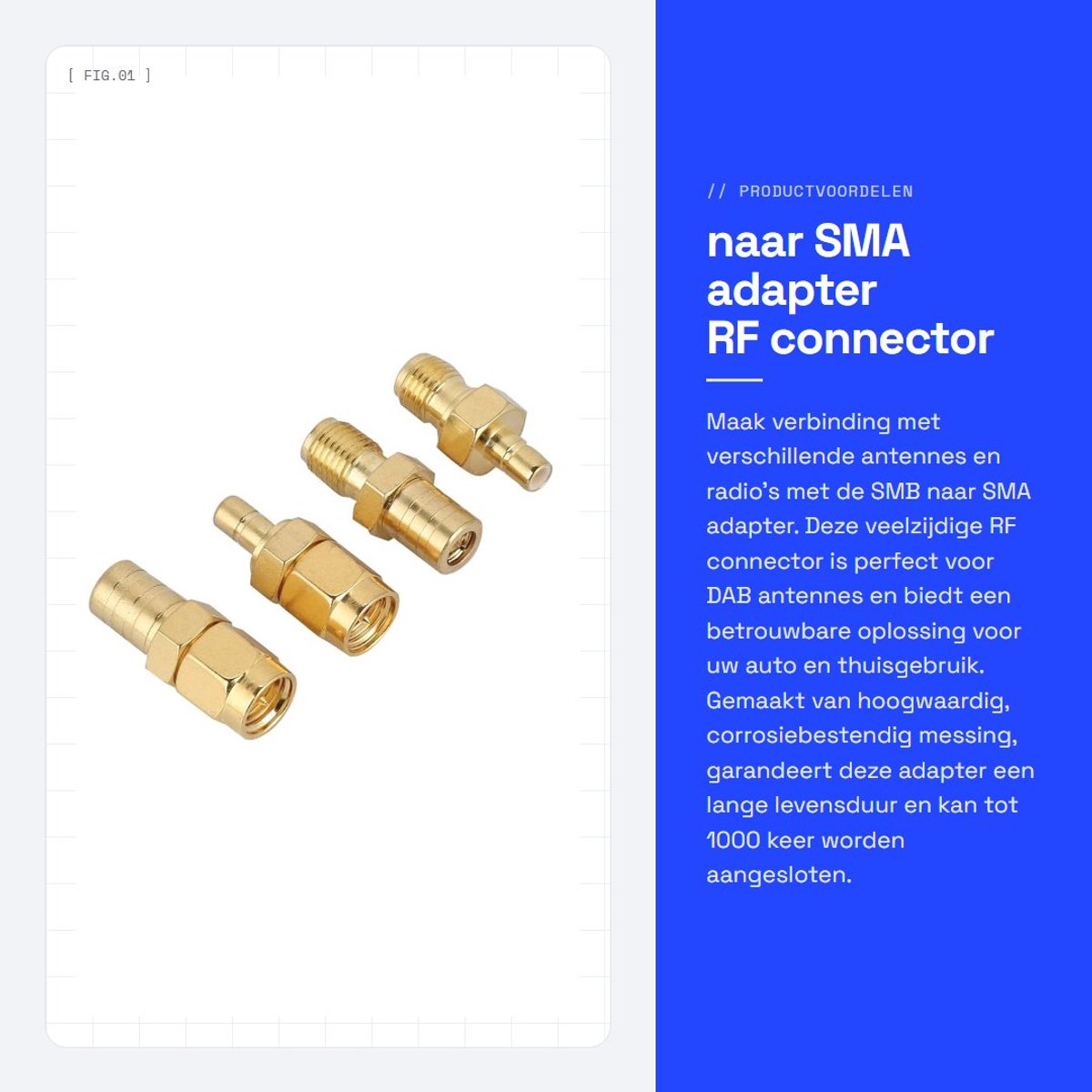 Dailygoods - naar SMA adapter - RF connector - Hoge kwaliteit - Antenne adapter - Geschikt voor auto radio - 4 soorten adapters
