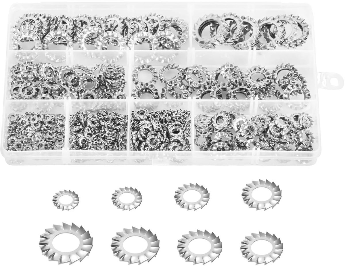 Dailygoods- Wasmachine - 555 Stuks Buiten Gekartelde Roestvrij Staal - Anti-Losmakend - Corrosiebestendig - Duurzaam - Geschikt voor Machines en Meubilair - Schijf