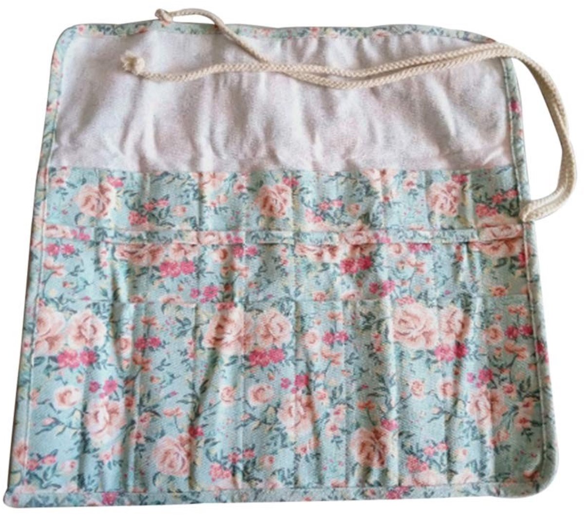 Dailygoods- Make-updoos met inhoud - Opvouwbaar - Robuust - Bloemenpatroon - 20 vakken - Ideaal voor kinderen en kunstenaars - Kwastenet