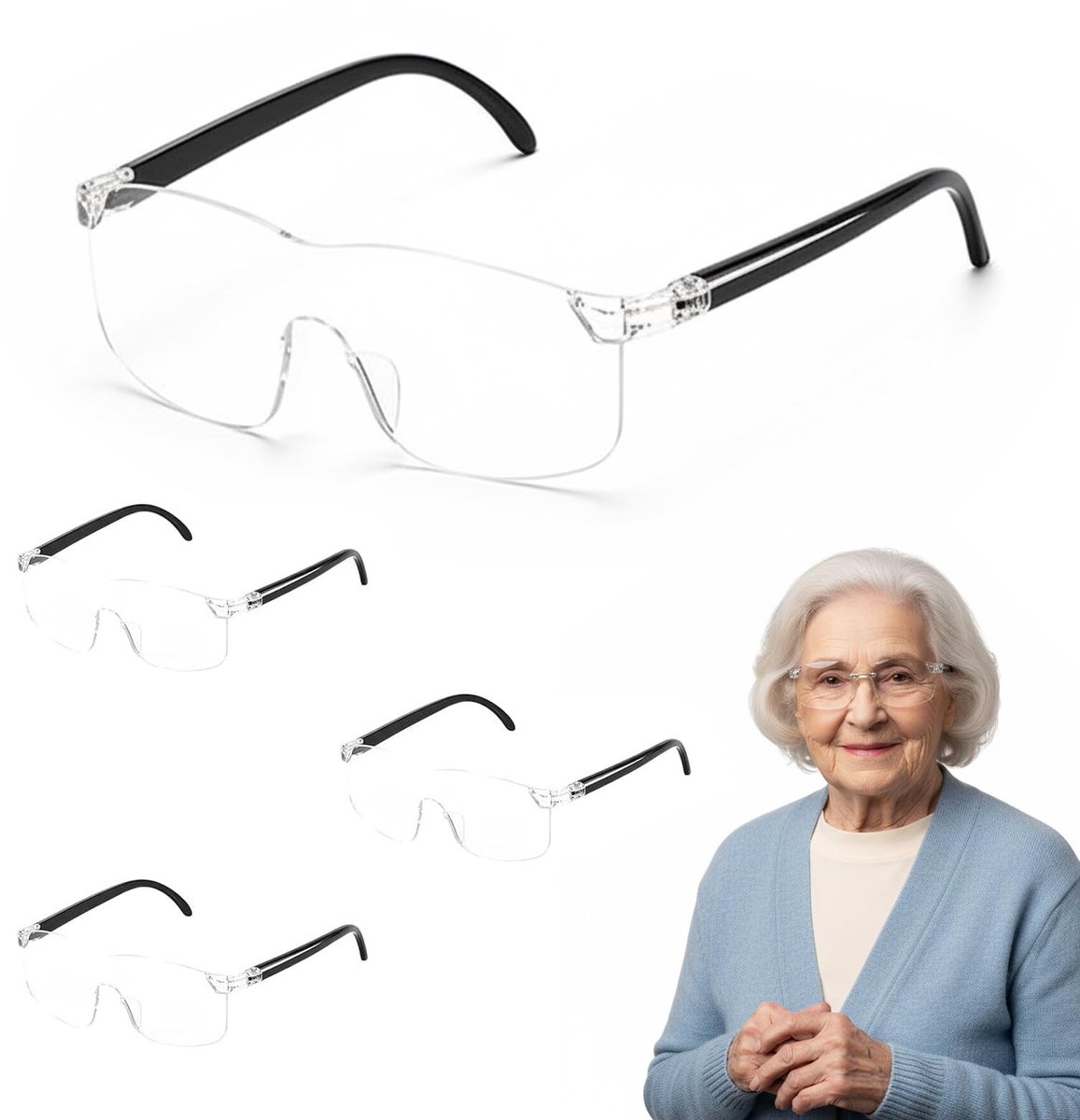 Dailygoods - Set van 4 Vergrootglazen met 300% tot 1000% Vergroting en Anti-Blauw Licht