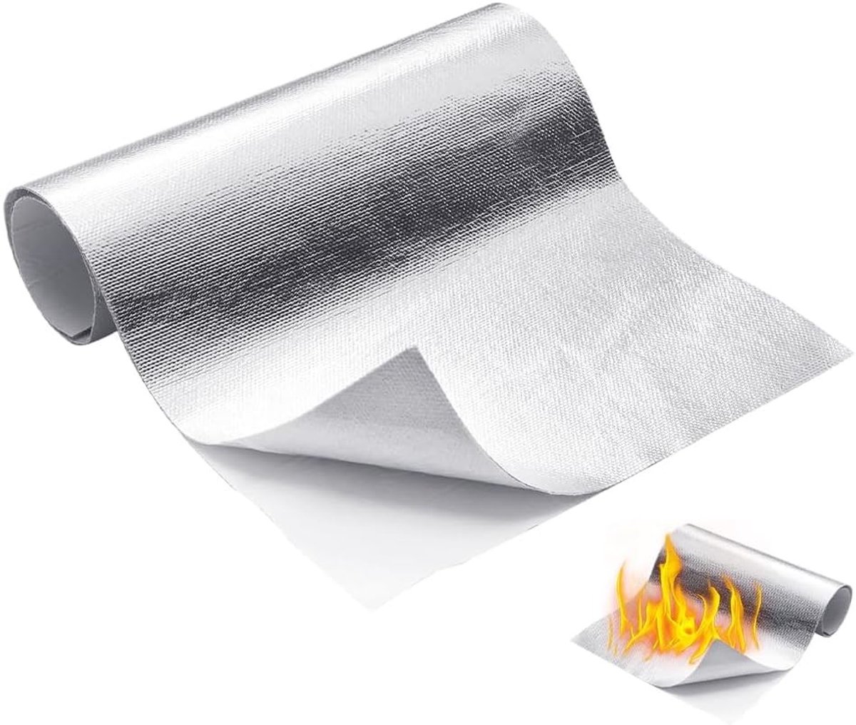 Dailygoods- Hittebeschermingsmat 30 x 60 cm - Zelfklevend - Aluminium Glasvezel - Hittebestendig - Waterafstotend - Temperatuurbestendigheid tot 550 graden Celsius - Hittebeschermingsfolie