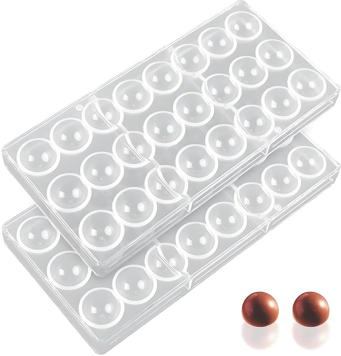 Dailygoods- Chocoladevorm 2 x Ronde Vormen - Polycarbonaat Bakvormen - Doe-het-zelf Chocolade - Banketbakkerij Bakken - Transparant - Geschikt voor Gebak - Bakvorm