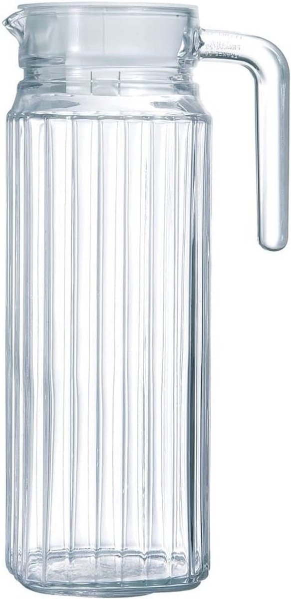 Dailygoods- Waterkan met Deksel - Glazen Waterkan - 1 Liter - Koelkastkan - Fles voor Thee/Limonade - Transparante Fles - Waterfles