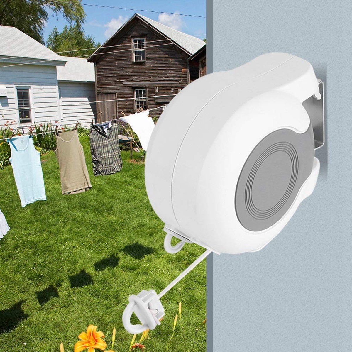 Dailygoods- Waslijn Uittrekbaar Duurzaam - Wanddroogrek - Waslijn Buiten - Waslijn Camping - Waterdicht - Compact Ontwerp - Kledinglijn