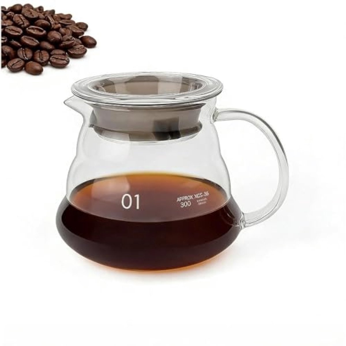Glazen koffiepot 360 ml - hittebestendige koffiekan voor handgebrouwen koffie en thee, transparant