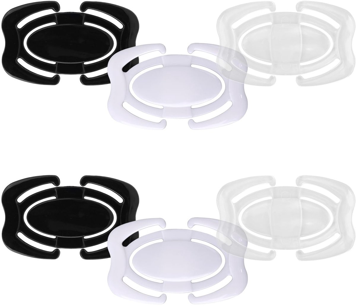 Dailygoods- Bandclips Antislip - 6st BH-Bandjes - Doorzichtig/Crème/Zwart - Converter voor Racerback - Kunststof - 2,7x4,4 cm