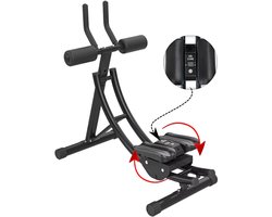 E-Shop4u® - AB Trainer Buikspiertrainer - Buikspierapparaat met Draaibare Kniesteun en Elleboogsteun - Inklapbaar Fitnessapparaat voor Thuis - LCD Trainingscomputer - Core Trainer - Zwart
