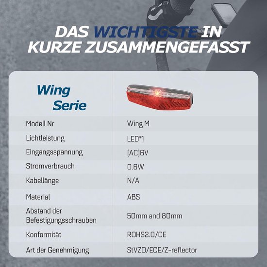 Fiets Achterlicht - Led Verlichting Fiets - Veilig Fietsen - Dynamo Aangedreven - 105 x 35 x 24 cm - Rood — afbeelding 4