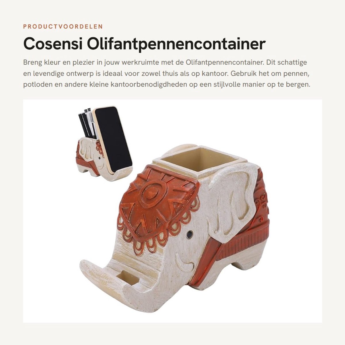 Dailygoods- Pennencontainer Sterk En Duurzaam - Multifunctionele Opslag - Telefoonhouder - Levendige Modellering - Perfect Voor Thuis/Kantoor - Bureaubladhouder