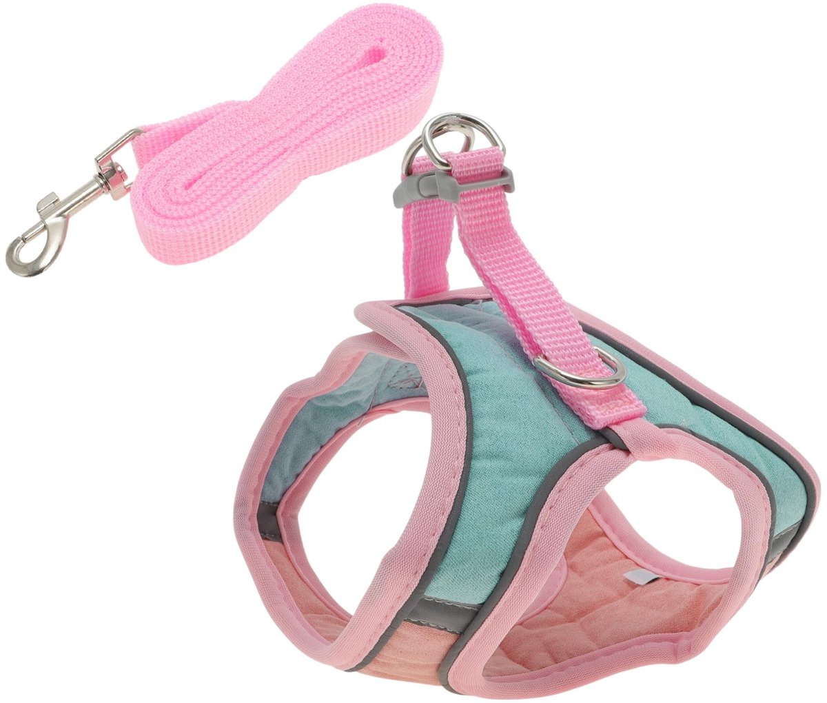 Dailygoods- Kattenharnas verstelbaar - Kattentuigje met 1,5 m riem - Antivrijloop harnas - Reflecterende strepen - Lichtgewicht en duurzaam - Voor kleine tot middelgrote katten - Kattenriem
