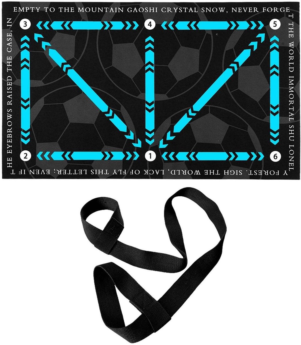 Dailygoods- Voetbaltrainingsmat Antislip - Trainingsmateriaal - Voetbalaccessoires - Kristalfluweel - 60 x 40 cm - Inclusief Riem 155 x 3,8 cm - Trainingsmat