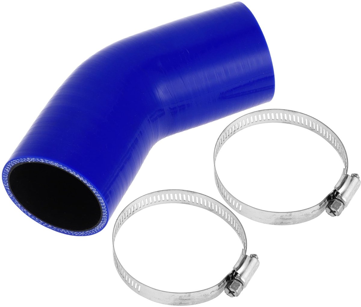 Dailygoods- Koelvloeistofslang 60 mm ID - Siliconen Slang - 102 mm Lengte - 45° Hoek - Blauw/Zwart - Hoge Temperatuur Bestendig - Siliconenslang