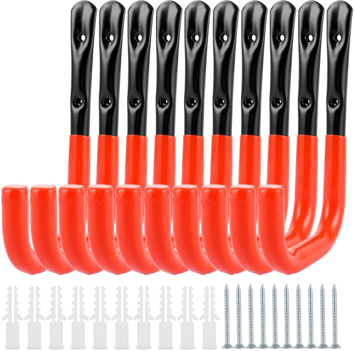 Dailygoods- Wandhaken Set van 10 - Wandhaken Garage - Zware Haken - Stalen Haken - 20 x 14 cm - Robuust en Duurzaam - Haakset