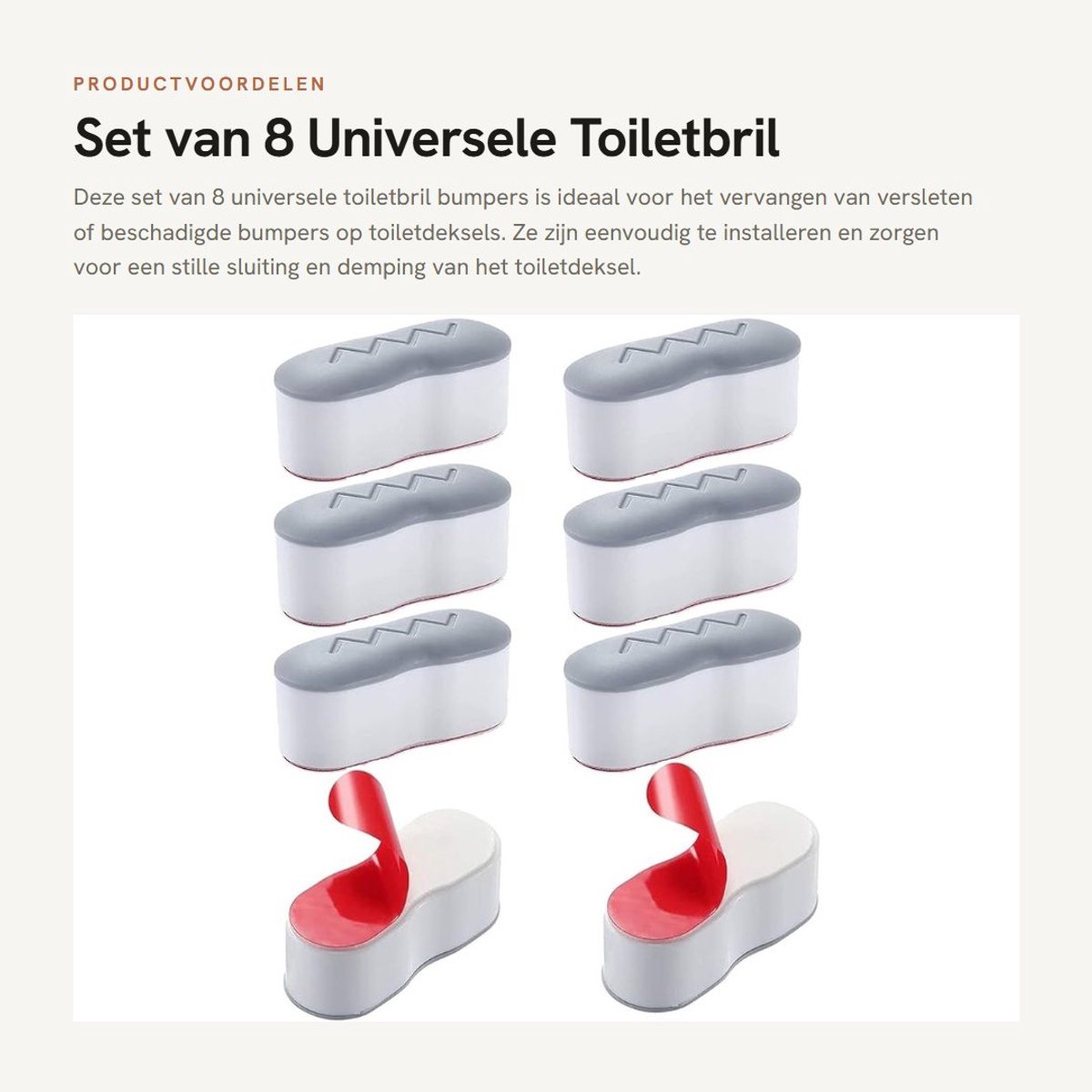 Dailygoods- Toiletbril Bumpers 8 Stuks - Universele Deksel Lifter - Sterke Hechting - Zacht TPE Materiaal - Vervangende Accessoires - Geschikt voor Thuis/Hotel - Toiletdeksel