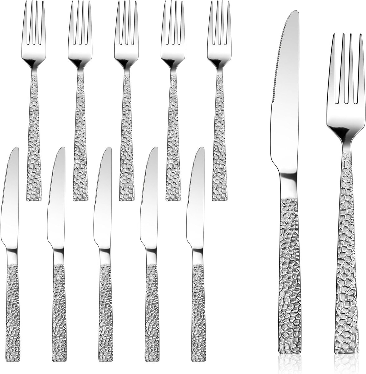 RVS Steakmessen Set (12 Delig) - Hoogwaardig Bestek voor Vlees