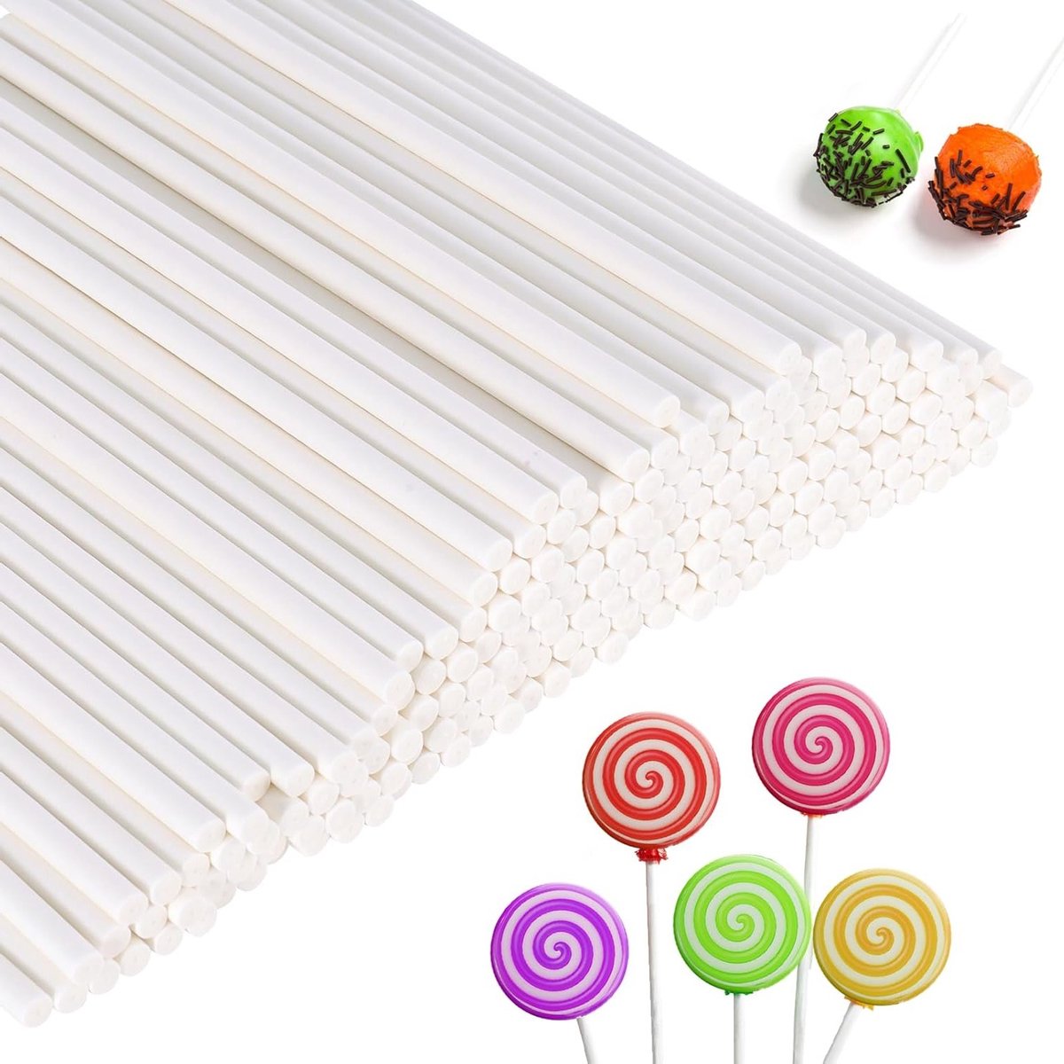 200 Stuks Cake Pops Sticks - Witte Mini Stokken voor Cake Pops, Snoep, Taarten en Desserts, 10 cm × 3.5 mm