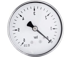 Drukmeter 0-6 bar voor water, olie en lucht - Hoge precisie en mini formaat, 1/4 inch NPT aansluiting, ideaal voor vloeistofmetingen en compressietoepassingen