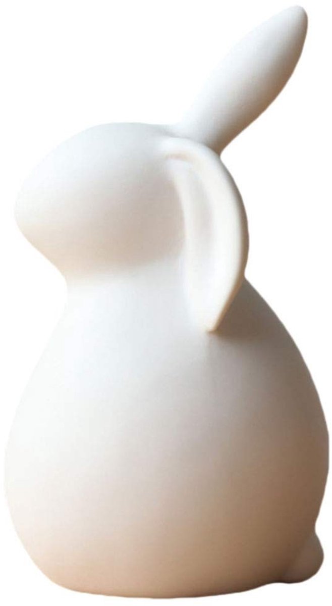 MTTProducts - Ceramic Bunny Figurine - Porseleinen Paashaas - Schattig Tafeldecoratie - Wit - Verzamelsculptuur - Perfect voor Pasen - 13x7.3 cm