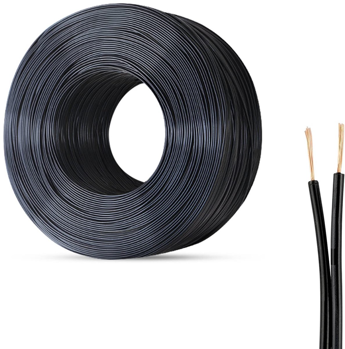 NTHProducts - 10m Electric Wire - Flexibel PVC Kabel - Zwart - 24 - Oxidatiebestendig - Voor Elektrische Accessoires - 2 Kernen