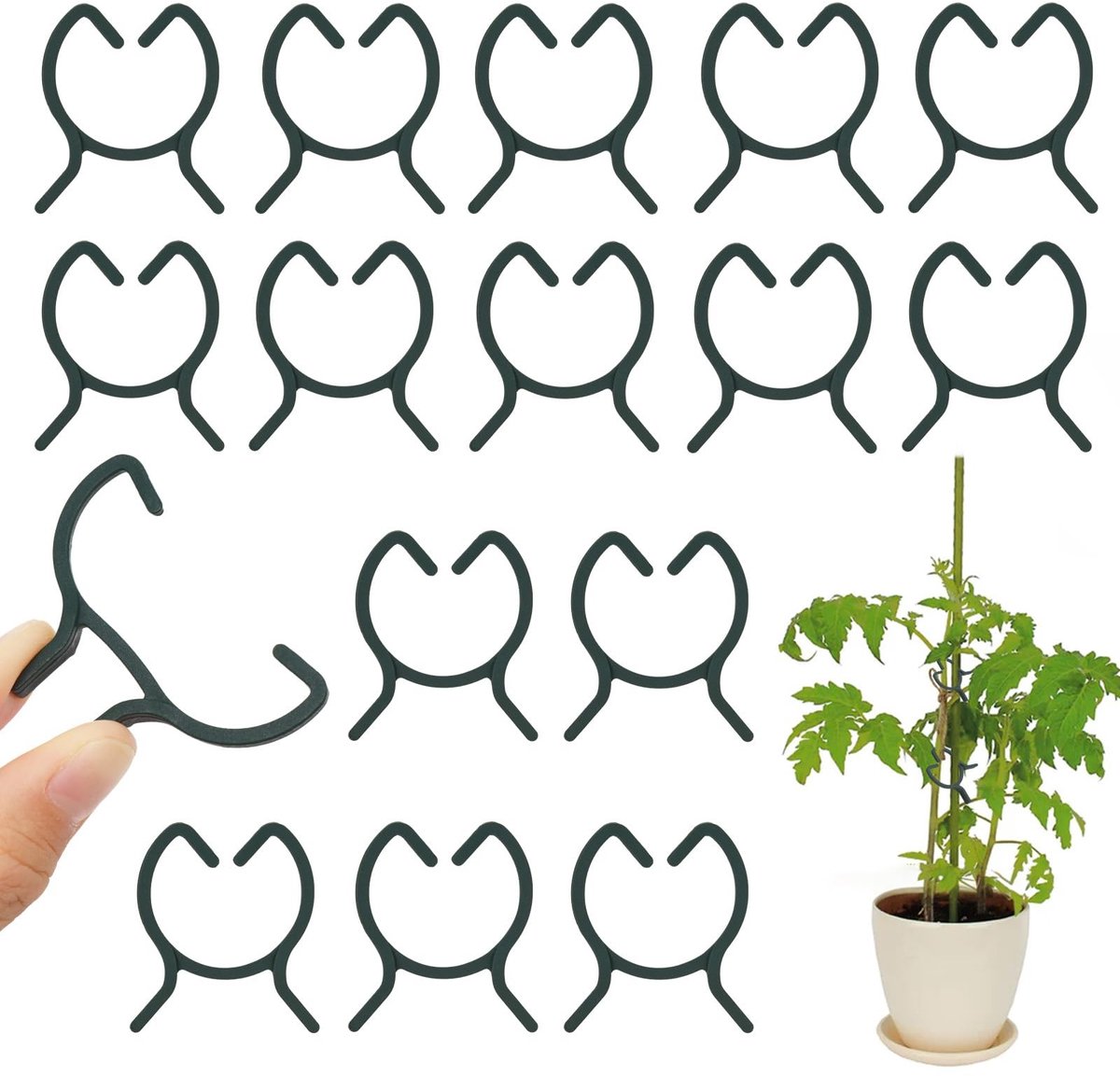 MTTProducts - Plant Clips - Ondersteuning voor Planten - Groen - Tuinclips - Herbruikbaar en Duurzaam - Geschikt voor Diverse Planten - 100 Stuks
