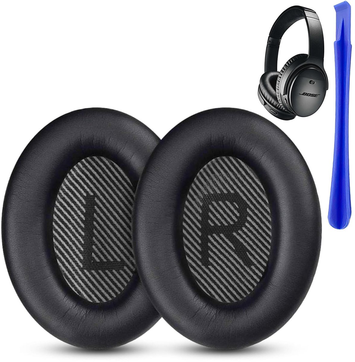 MTTProducts - Vervangende Oorkussens - Zachte Leer - Comfortabel Gebruik - Zwart - Geluidsisolatie - Ideaal voor Hoofdtelefoons - Geschikt voor QC35 II