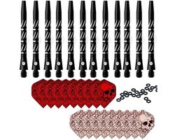 Dailygoody - ToBeIT dart shafts - Aluminium dart shafts - Zwart - Dart flights - Perfect voor dartliefhebbers - Inclusief rubber ringen