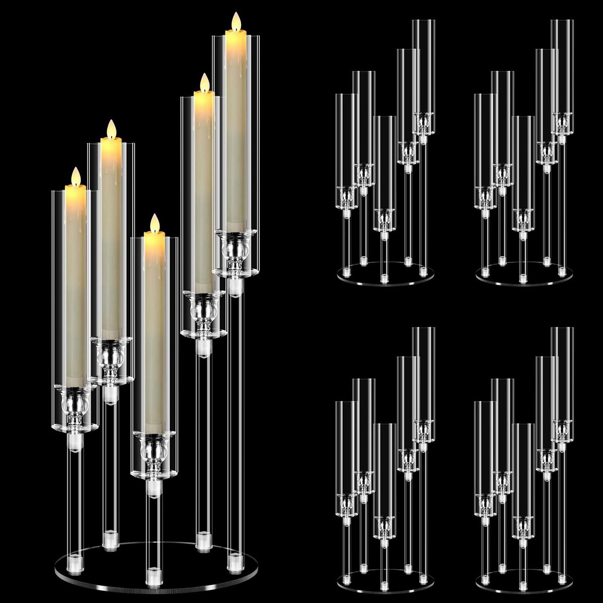 MTTProducts - Candlestick Set - 58cm Hoge Kandelaar - 5-Armed Crystal - Decoratie voor Feestjes - Elegante Tafelcentra - Geschikt voor Huizen