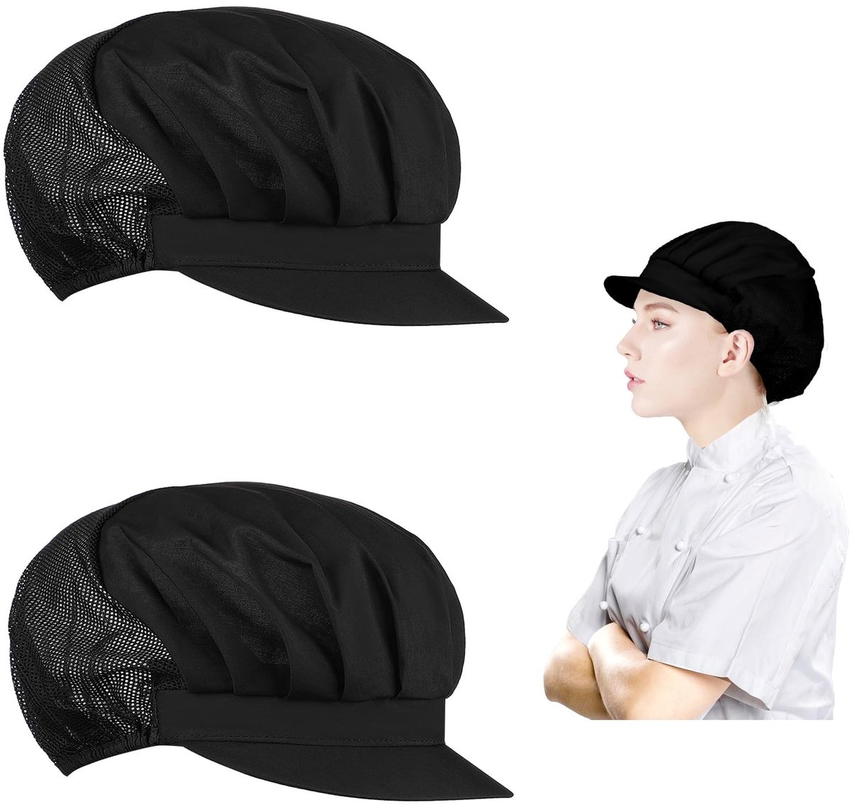 Allecto - Unisex Chef's Hat - Verstelbare Koksbaret - Ademend en Comfortabel - Wit - Haarnet voor Koks - Geschikt voor Mannen en Vrouwen
